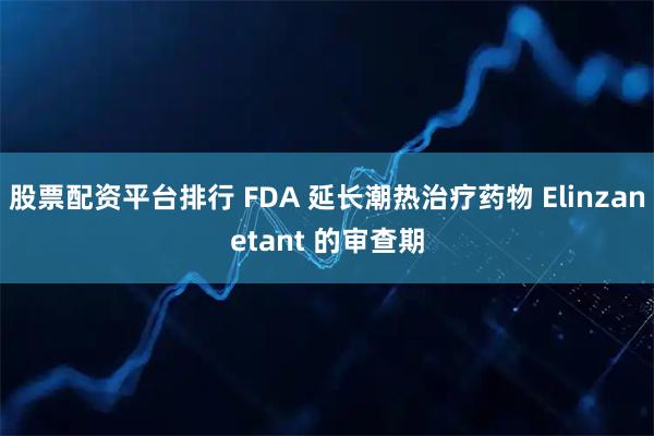 股票配资平台排行 FDA 延长潮热治疗药物 Elinzanetant 的审查期